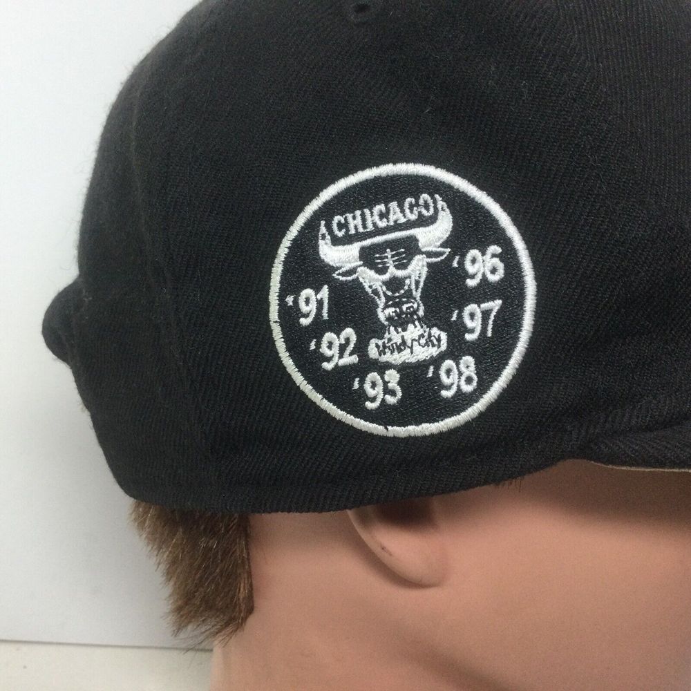 Vintage New Era 9fifty 90s Chicago Bulls Hat Black basketball wool SnapBack Cap - Picture 3 of 8